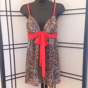 Leopard Print Lingerie w/ Red Bow